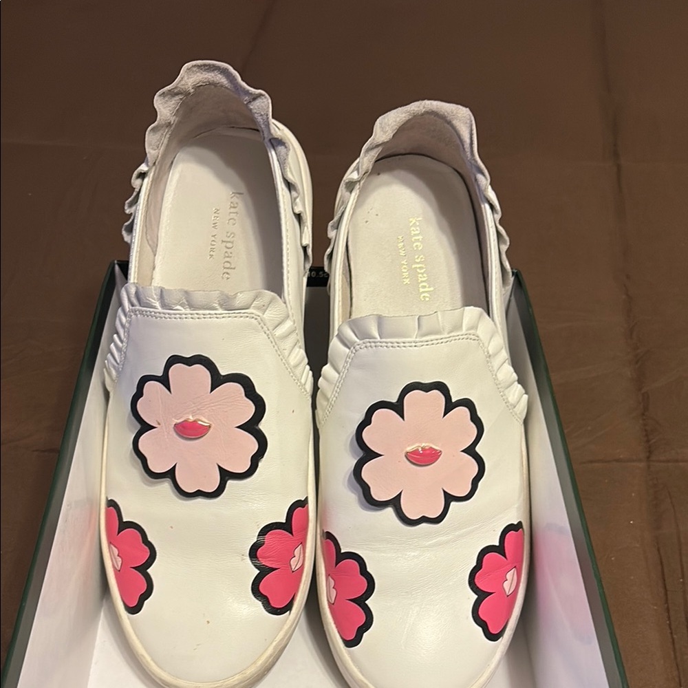 Kate Spade White and Pink Floral Sneakers